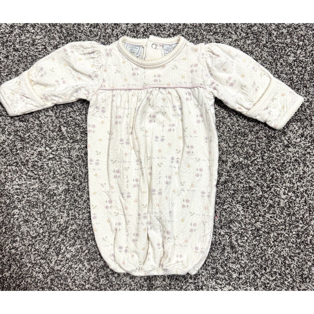 Vintage Lullaby Club Layette Gown Sz 3 months 100% cotton Dainty Floral Ivory‎
